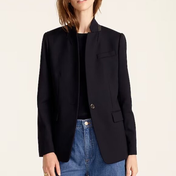 J. Crew Regent Blazer in Wool Flannel Wome's Sz 0 Navy Blue Academia Corporate - Picture 3 of 11